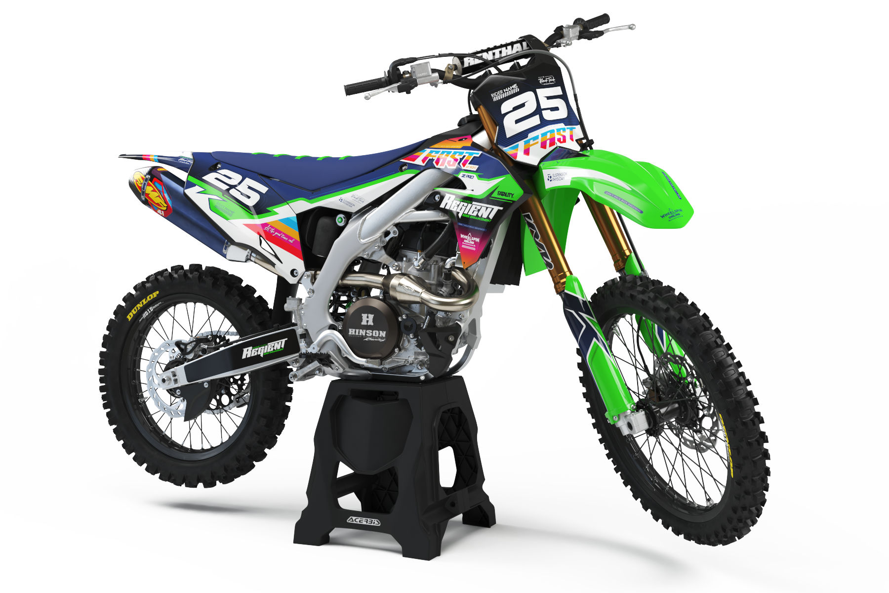Kawasaki Fast AF semi-custom motocross graphics kit