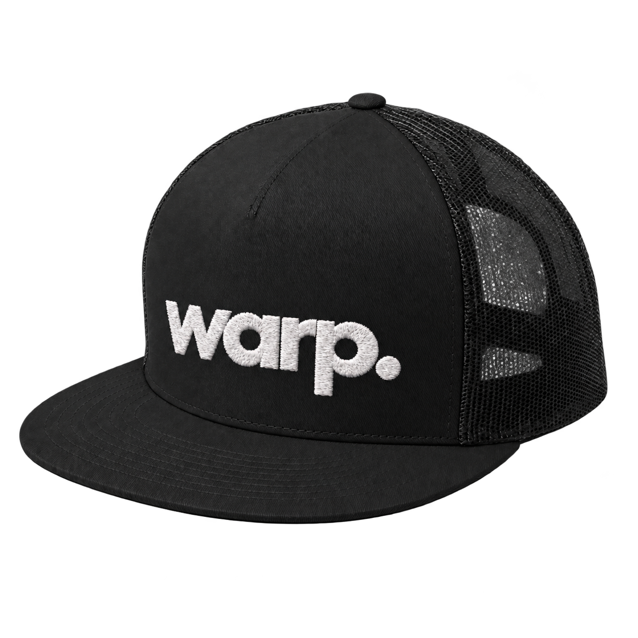 Black Yupoong snapback with white warp. embroidery