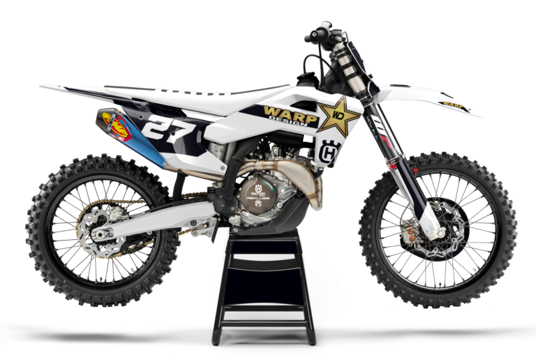 Warpstar semi-custom graphics kit on Husqvarna motocross bike