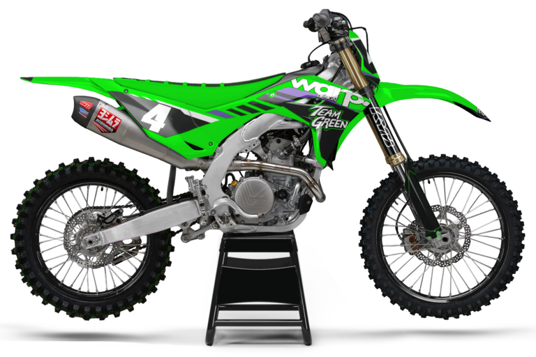 TG24 semi-custom graphics kit on Kawasaki KX motocross bike
