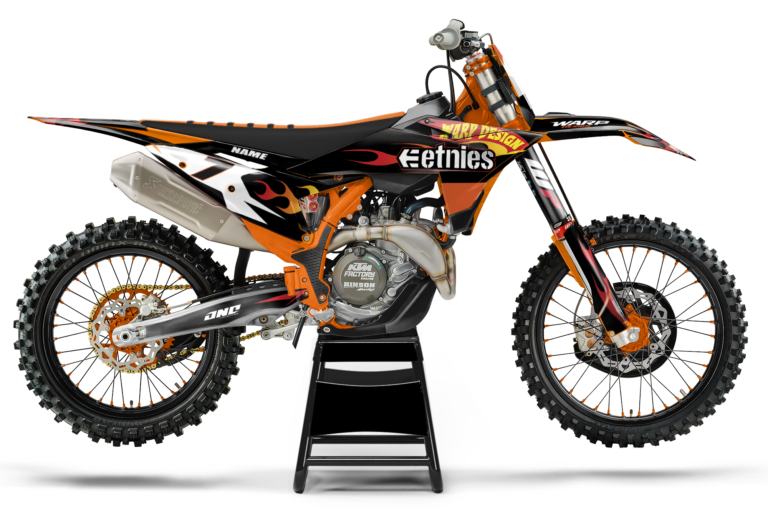 Warp Wheels KTM graphics kit — orange, black and yellow design